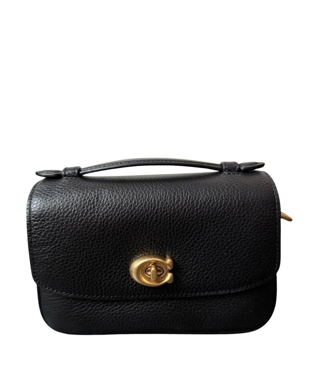 COACH Черная кожаная сумка с короткими ручками, фото 1