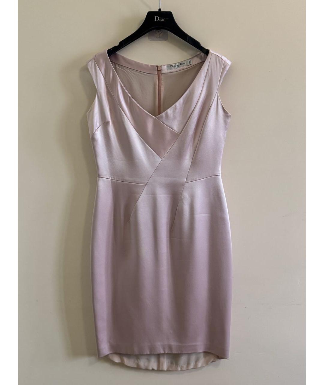 CHRISTIAN DIOR Розовое шелковое коктейльное платье, фото 7