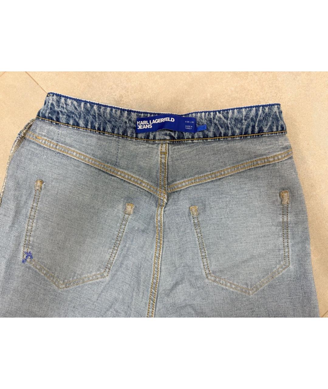 KARL LAGERFELD Голубые хлопко-эластановые прямые джинсы, фото 3