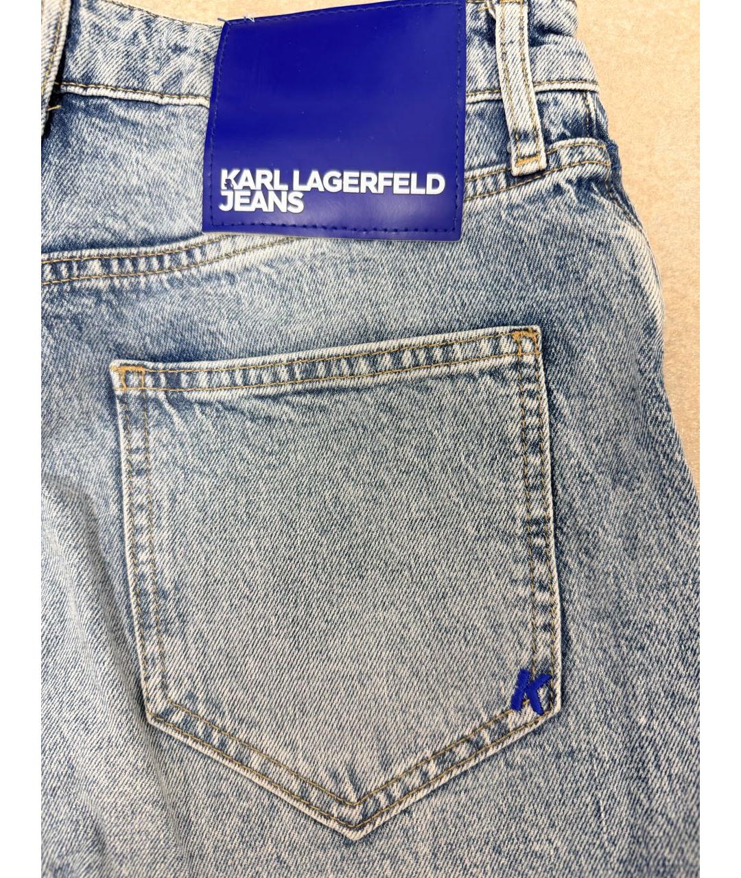 KARL LAGERFELD Голубые хлопко-эластановые прямые джинсы, фото 4