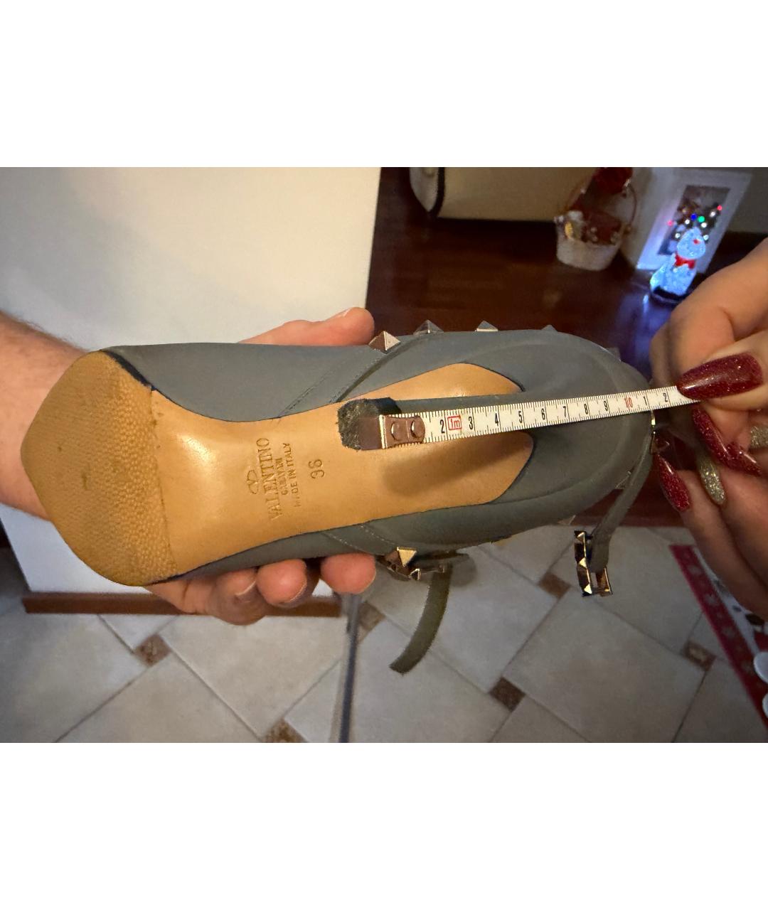 VALENTINO Серые кожаные ботильоны, фото 6