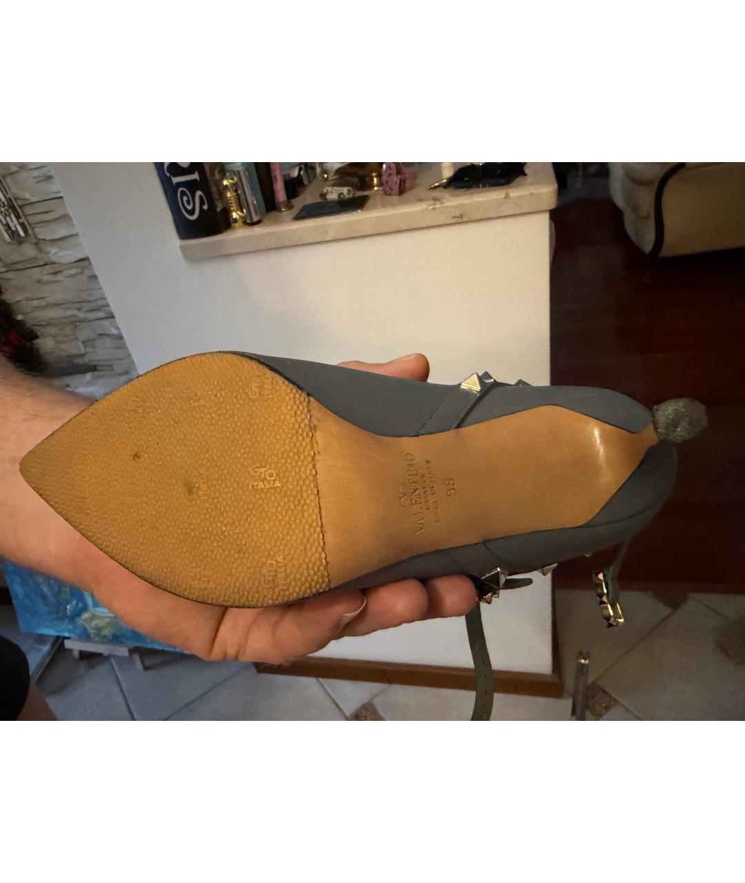 VALENTINO Серые кожаные ботильоны, фото 5