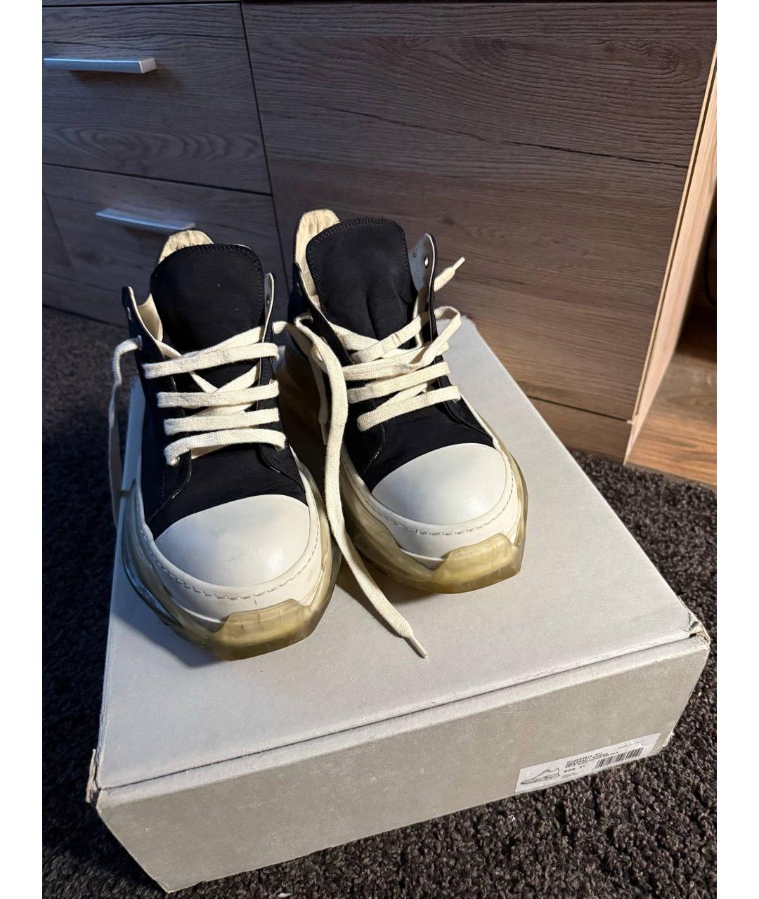 RICK OWENS Черные текстильные низкие кроссовки / кеды, фото 3