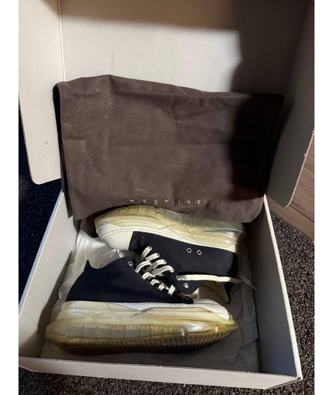 RICK OWENS Черные текстильные низкие кроссовки / кеды, фото 2