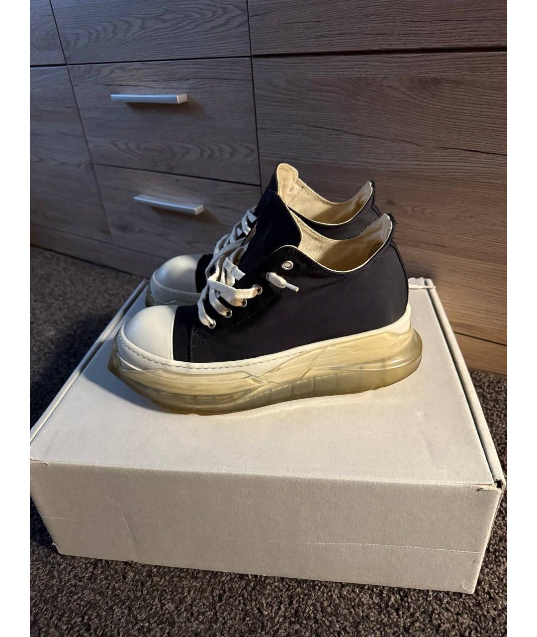 RICK OWENS Черные текстильные низкие кроссовки / кеды, фото 8