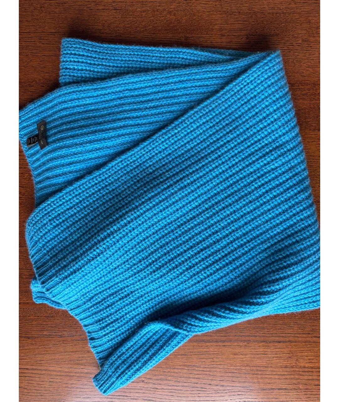 LORO PIANA Голубой кашемировый шарф, фото 6