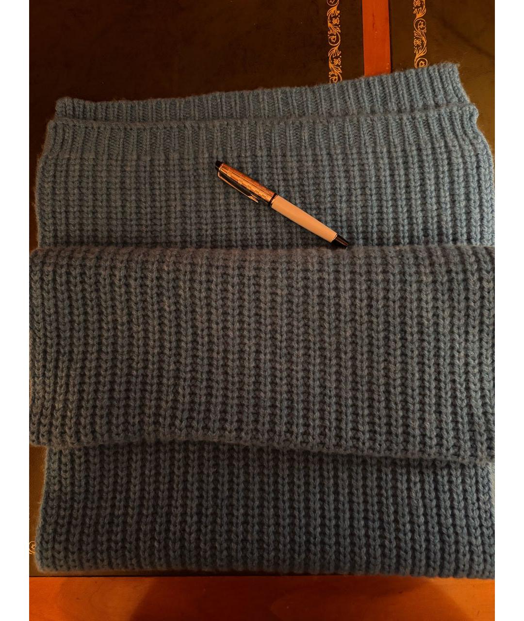 LORO PIANA Голубой кашемировый шарф, фото 2