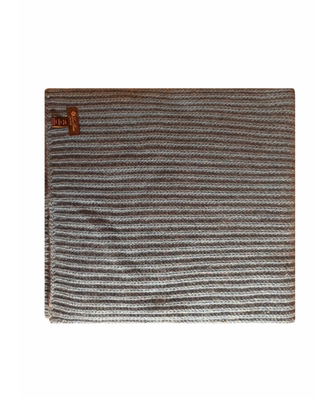 LORO PIANA Голубой кашемировый шарф, фото 1