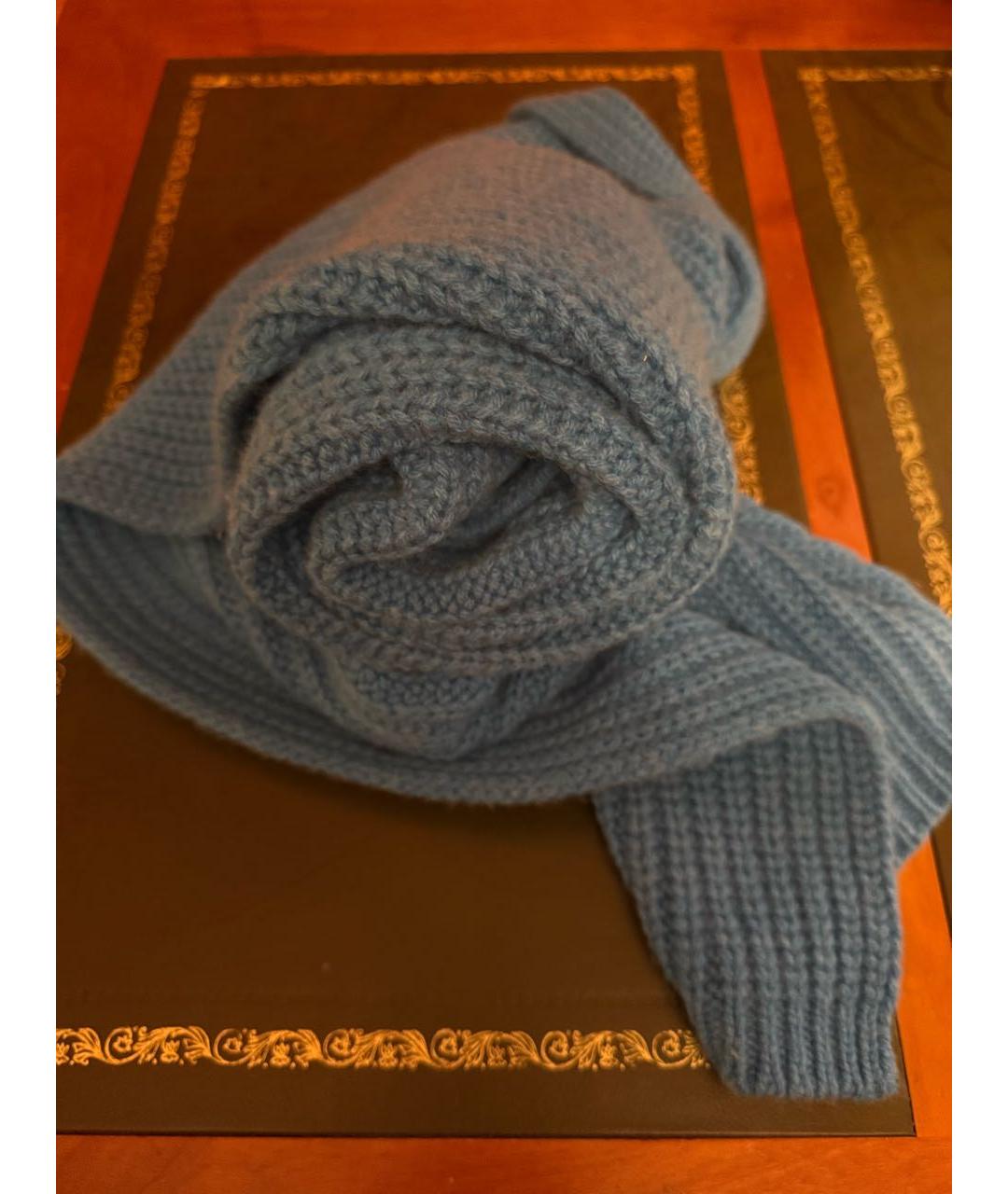 LORO PIANA Голубой кашемировый шарф, фото 3