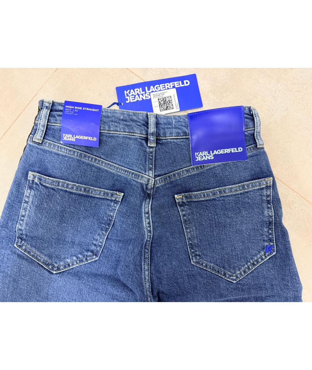 KARL LAGERFELD Синие хлопковые прямые джинсы, фото 8