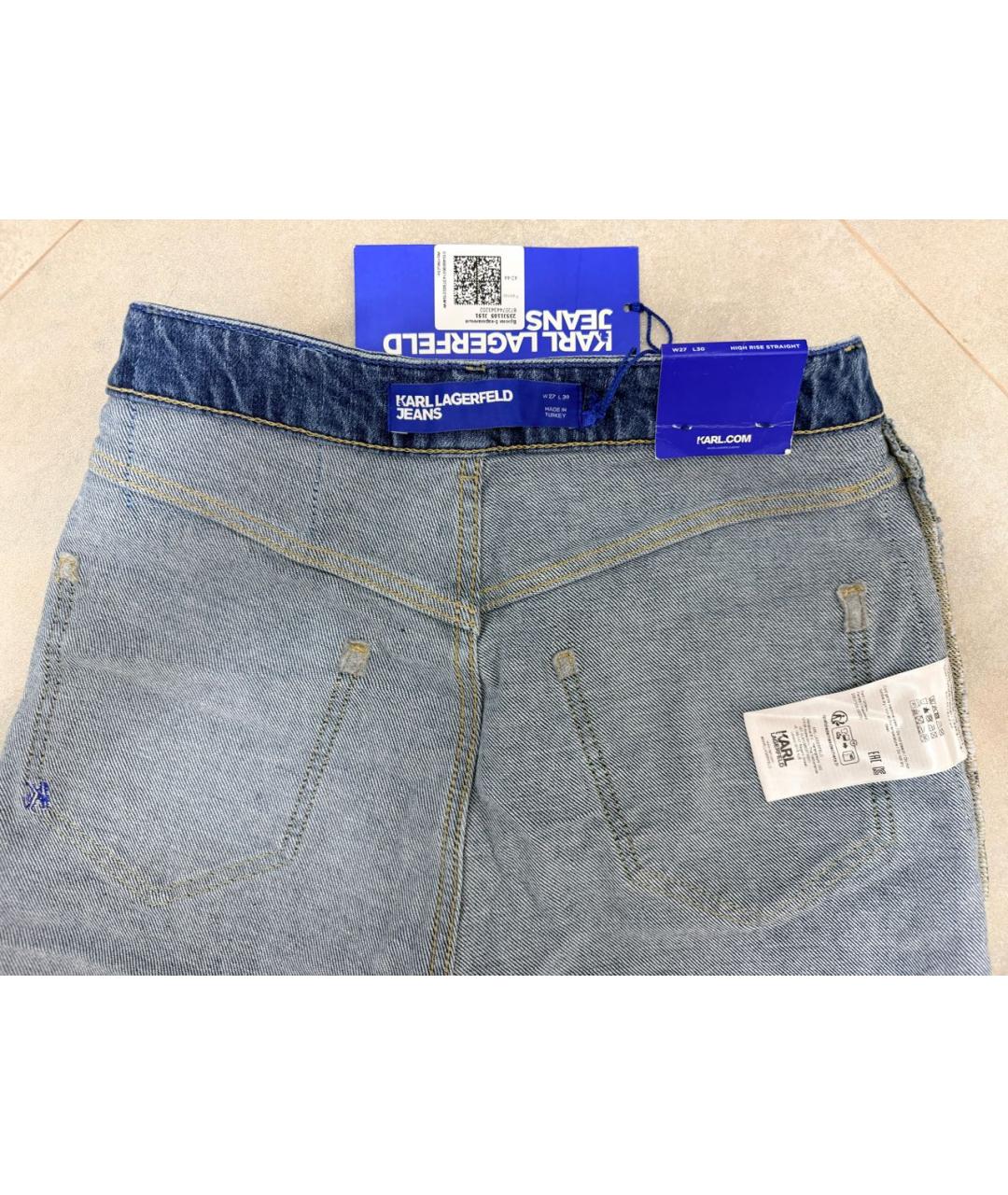 KARL LAGERFELD Синие хлопковые прямые джинсы, фото 3