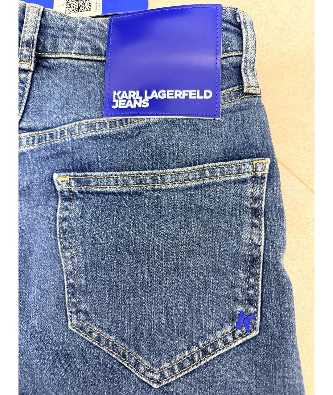 KARL LAGERFELD Синие хлопковые прямые джинсы, фото 4