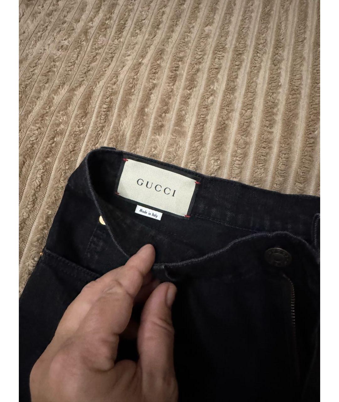 GUCCI Черные хлопковые прямые джинсы, фото 3