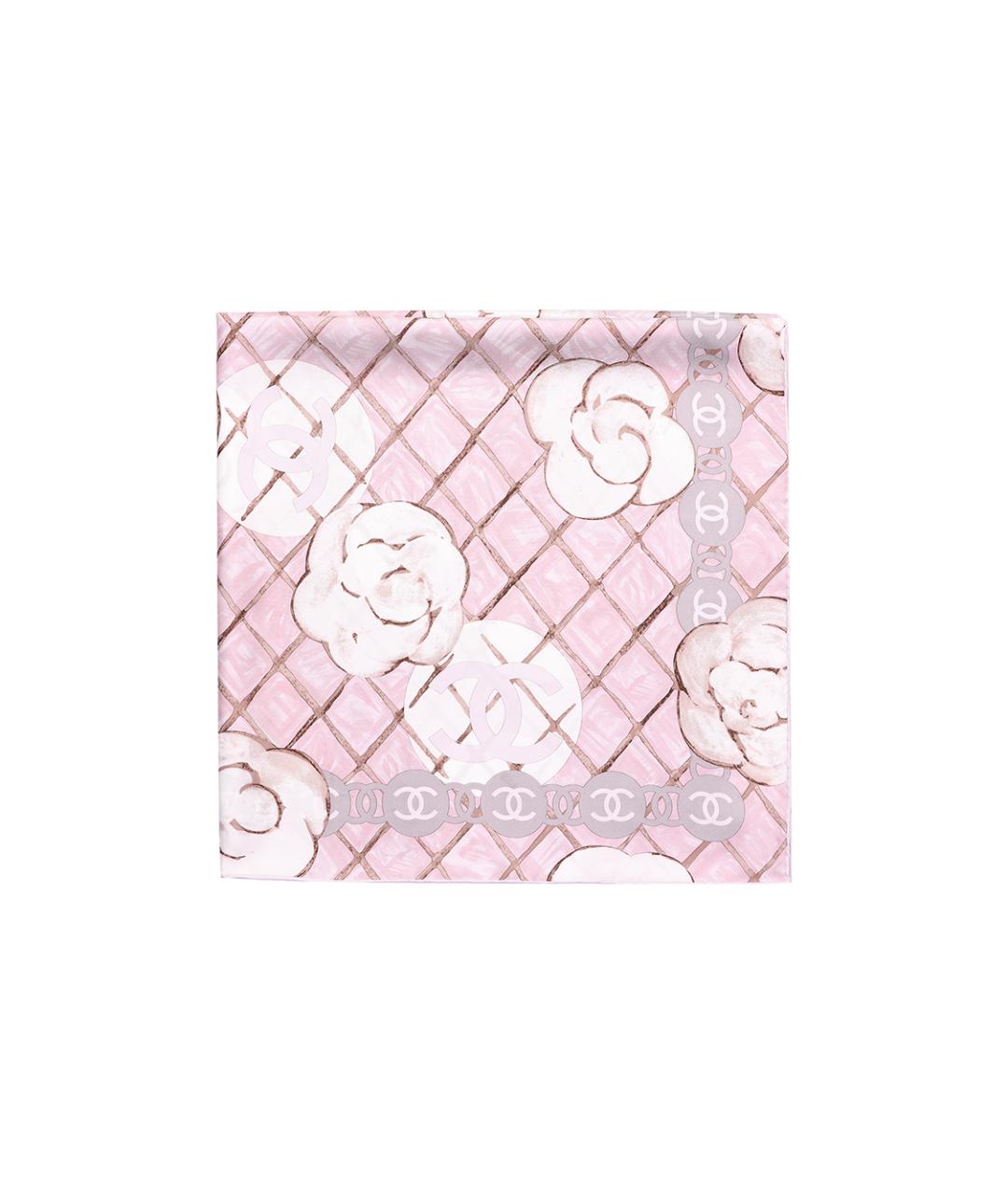 CHANEL Розовый шелковый шарф, фото 2