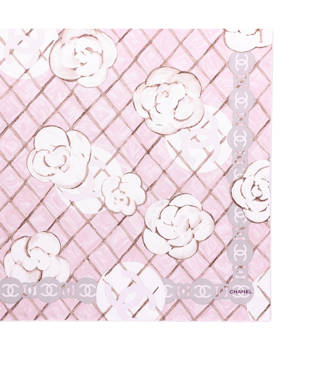 CHANEL Розовый шелковый шарф, фото 3