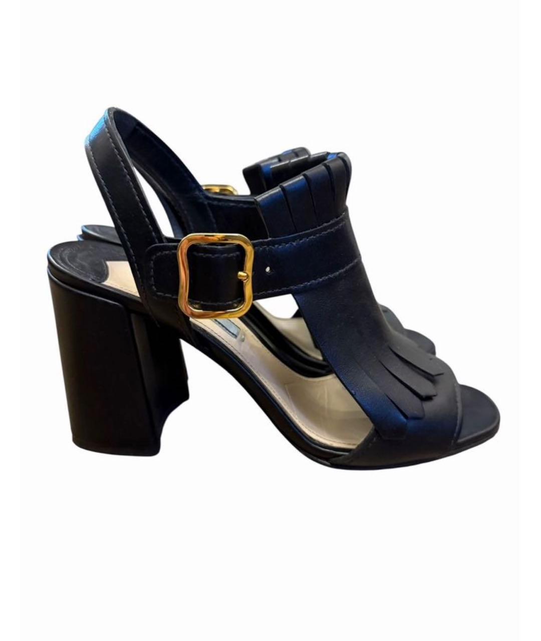 PRADA Черные кожаные босоножки, фото 1