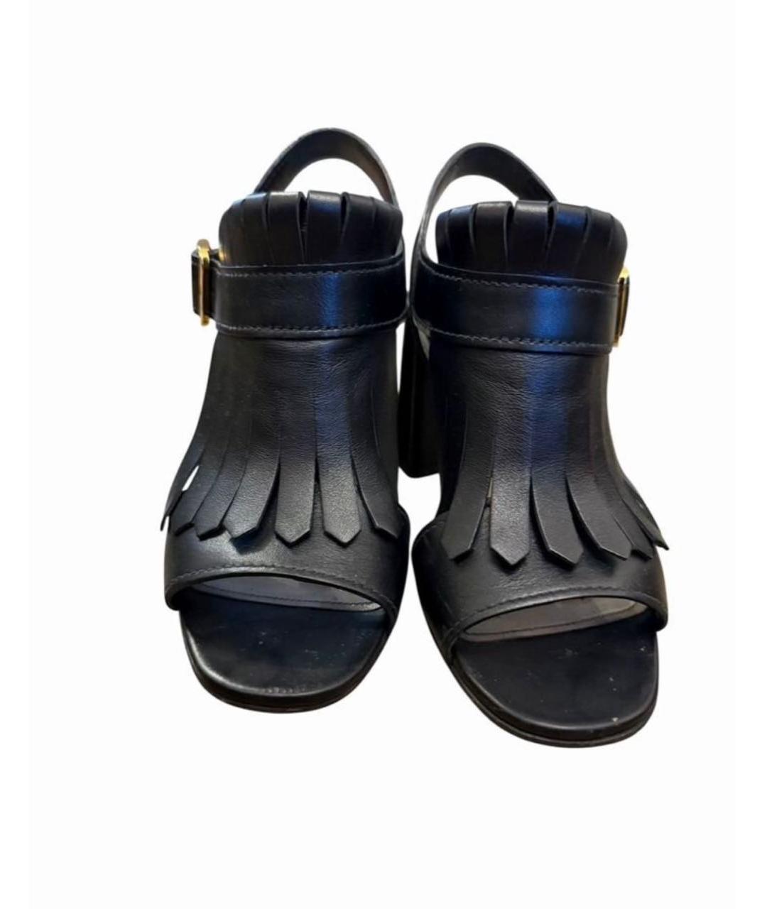 PRADA Черные кожаные босоножки, фото 2