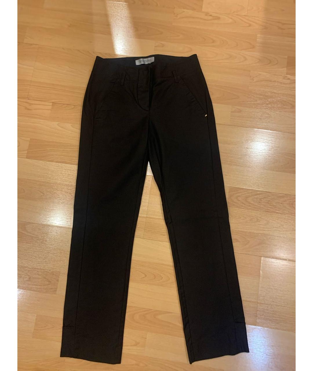 SPORTMAX Черные хлопко-эластановые прямые брюки, фото 9