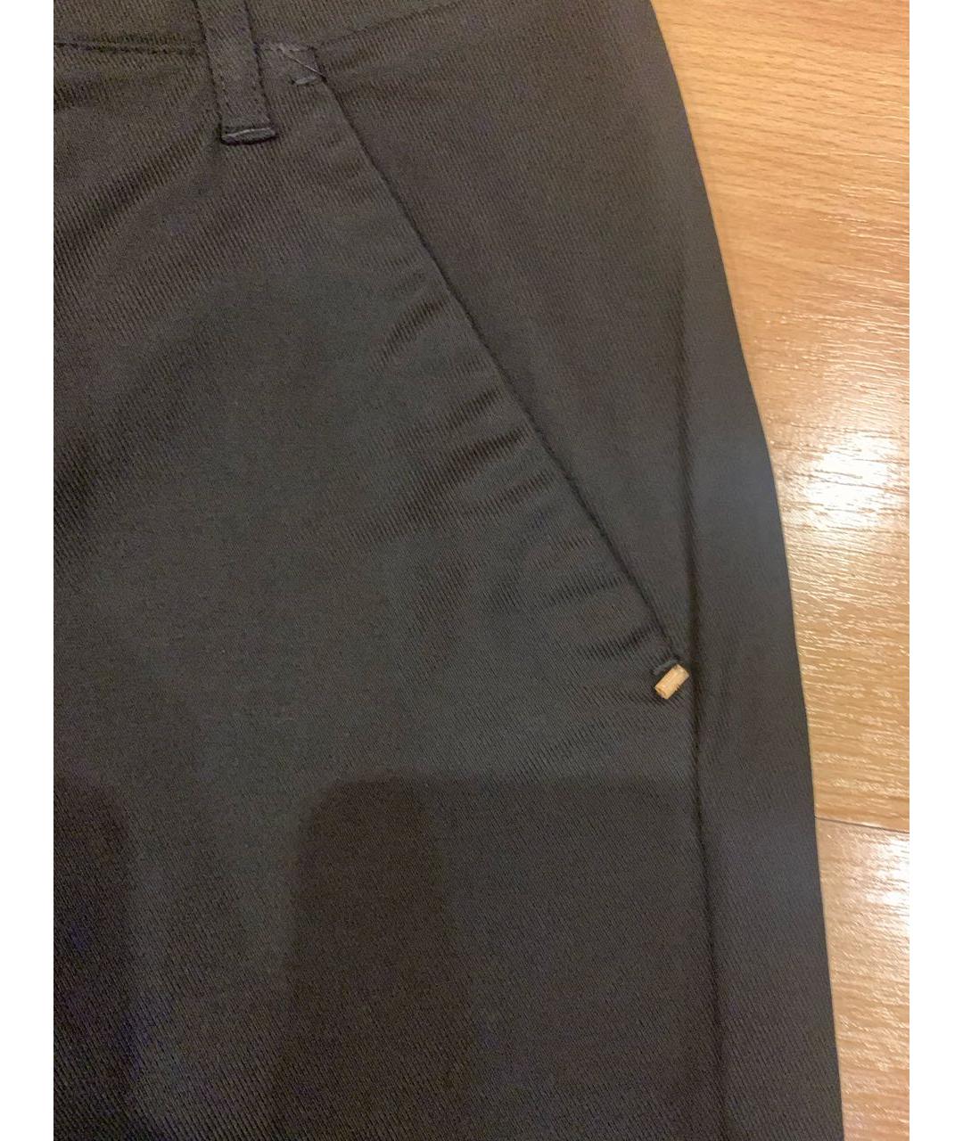 SPORTMAX Черные хлопко-эластановые прямые брюки, фото 4