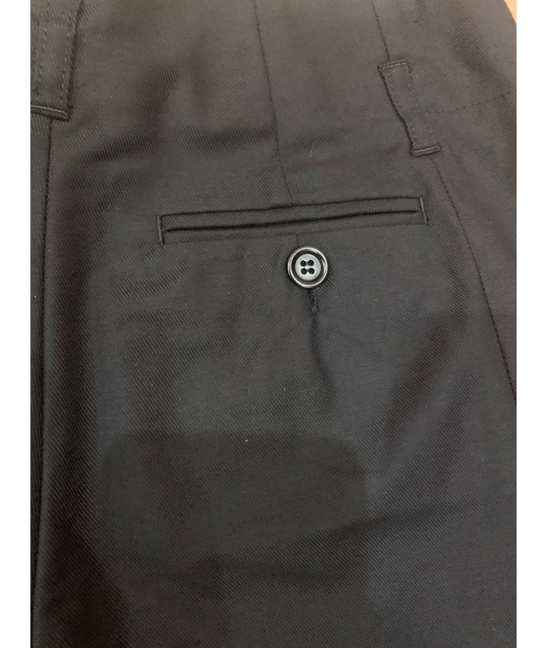 SPORTMAX Черные хлопко-эластановые прямые брюки, фото 8