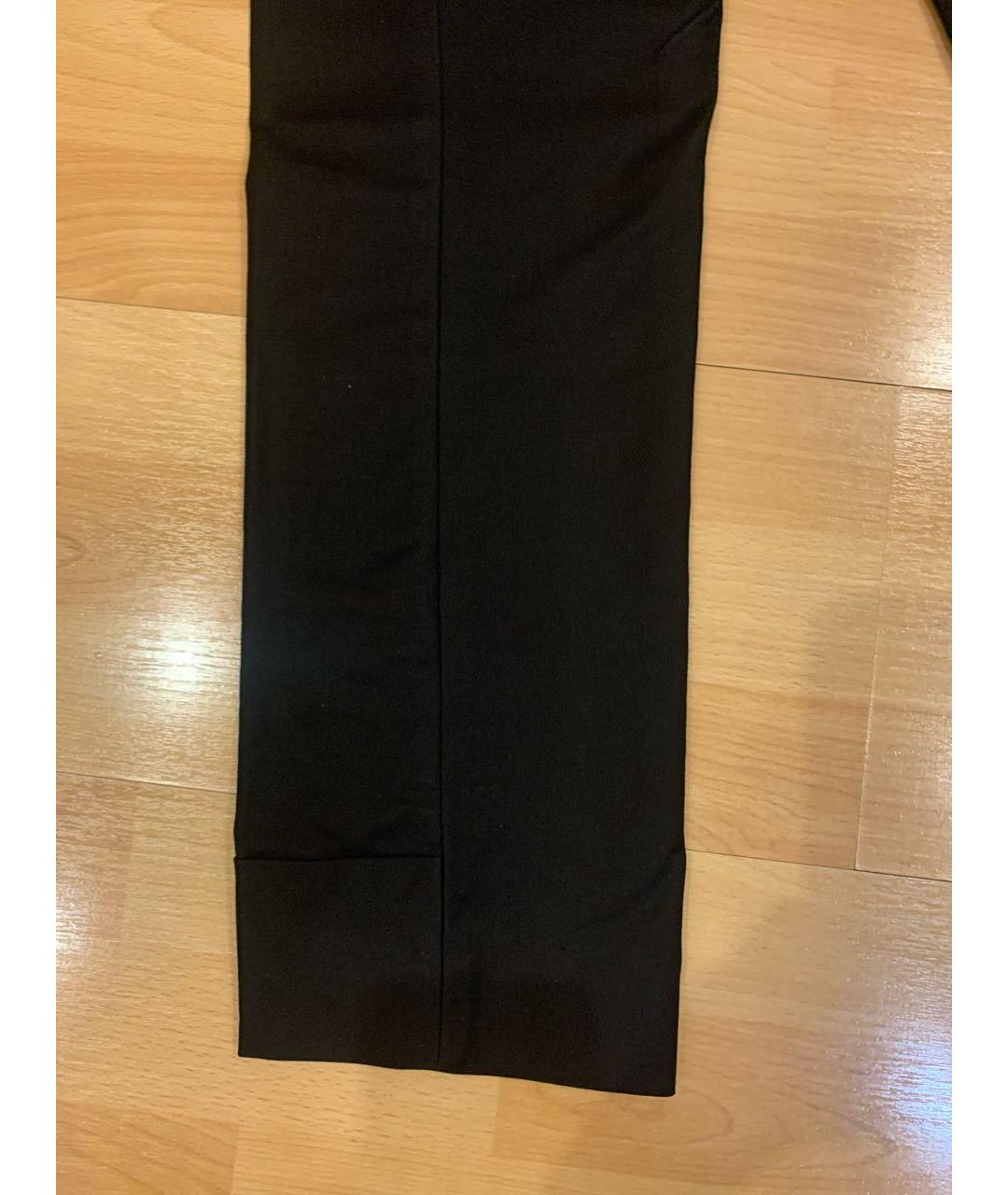 SPORTMAX Черные хлопко-эластановые прямые брюки, фото 7
