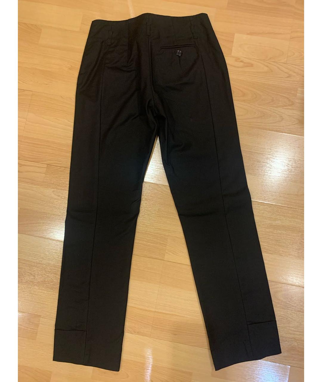 SPORTMAX Черные хлопко-эластановые прямые брюки, фото 6