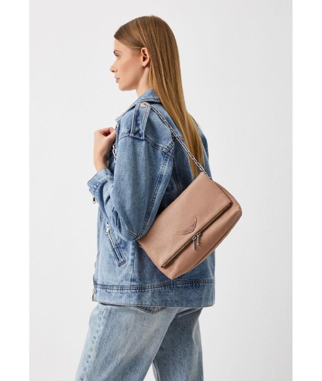 ZADIG & VOLTAIRE Бежевая кожаная сумка через плечо, фото 5