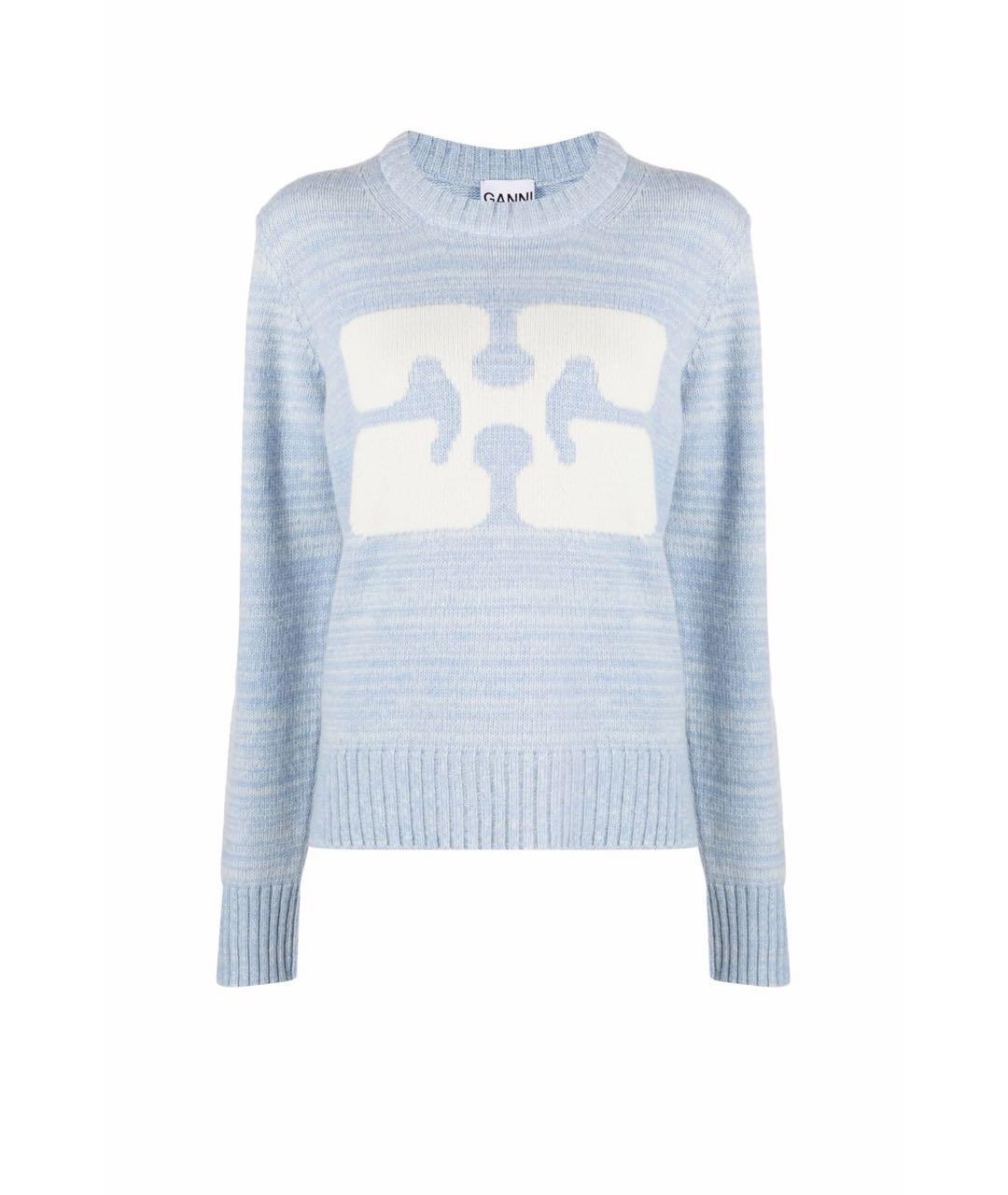GANNI Голубой шерстяной джемпер / свитер, фото 1