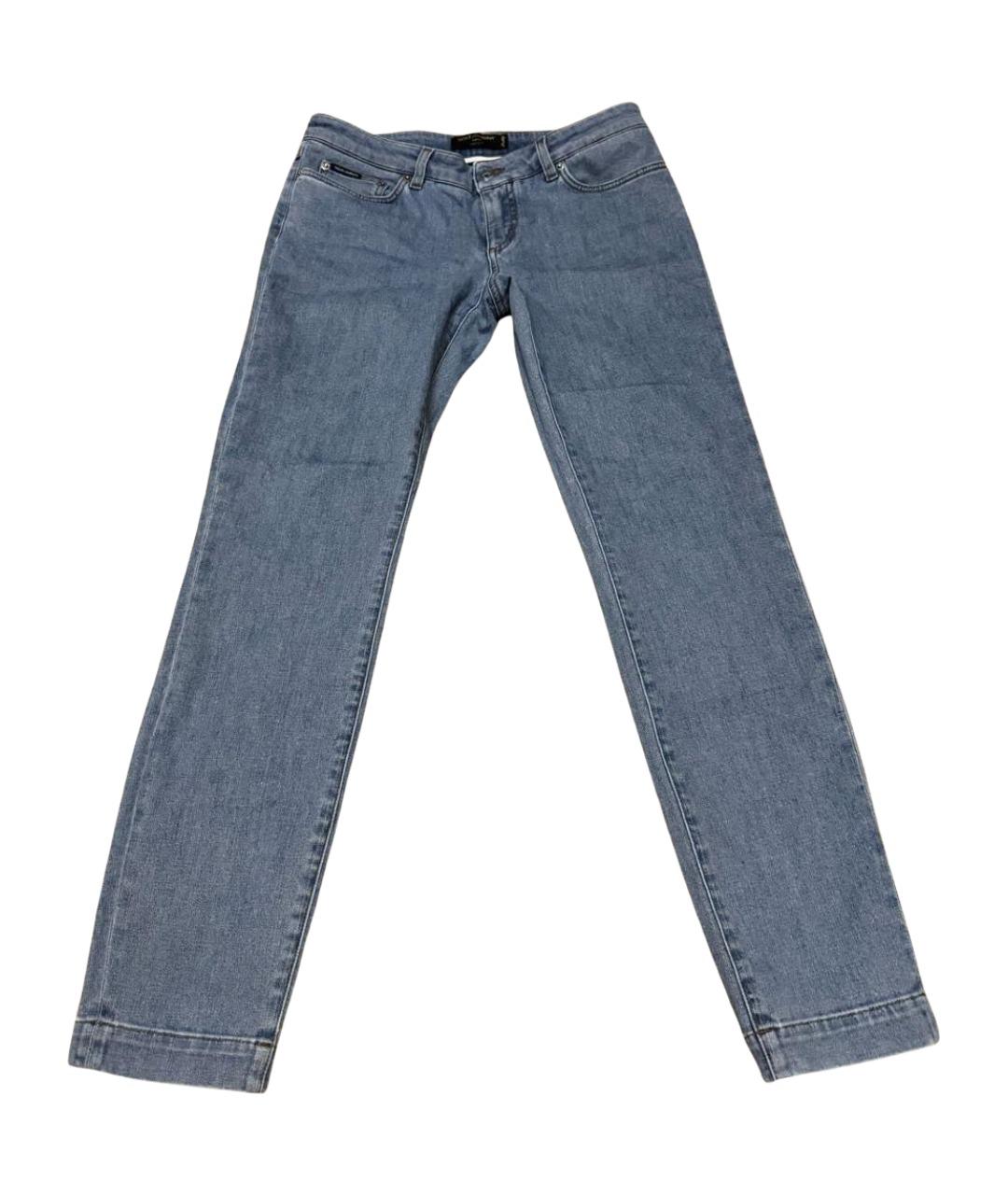 DOLCE&GABBANA Голубые хлопко-эластановые прямые джинсы, фото 1