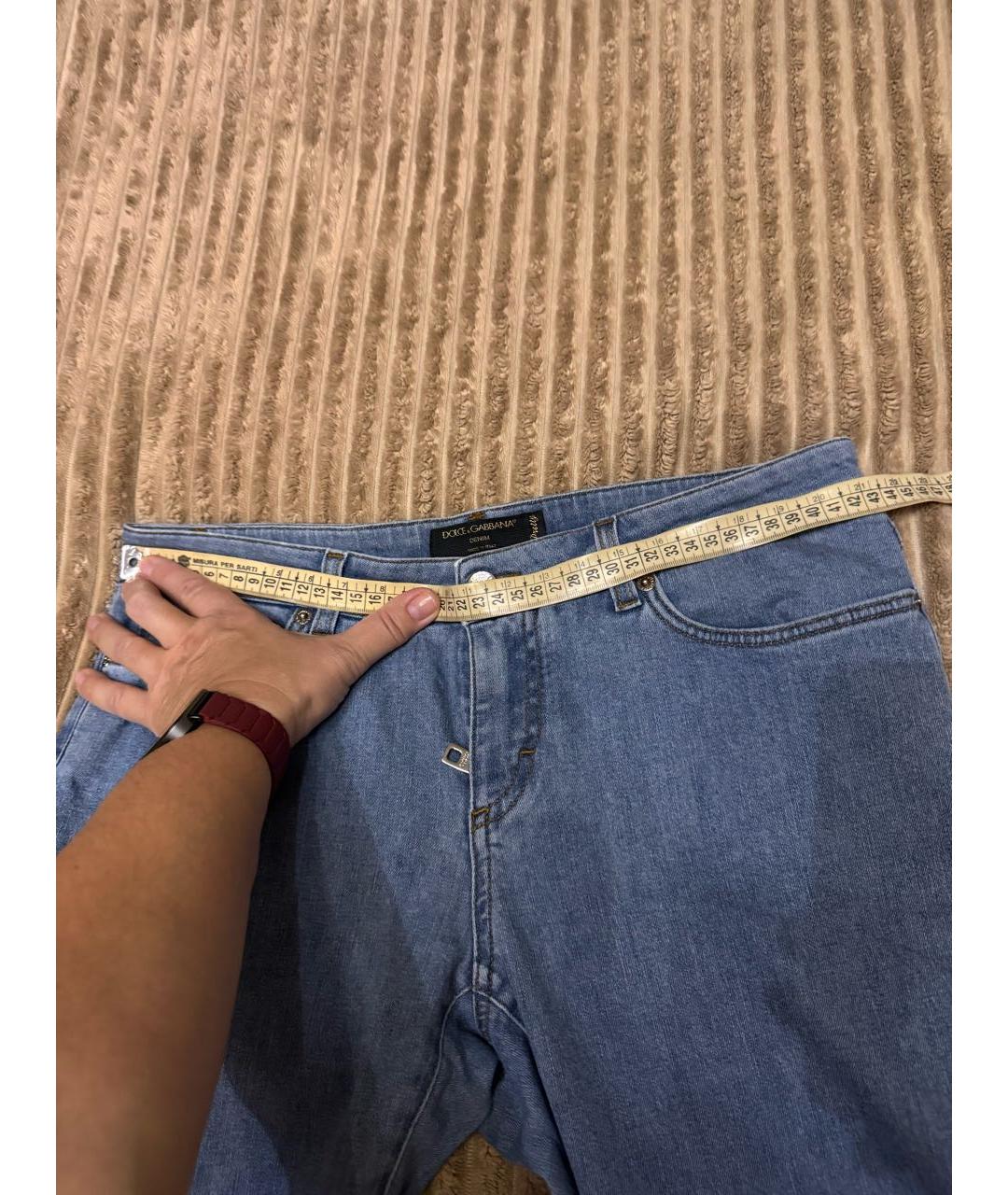 DOLCE&GABBANA Голубые хлопко-эластановые прямые джинсы, фото 5