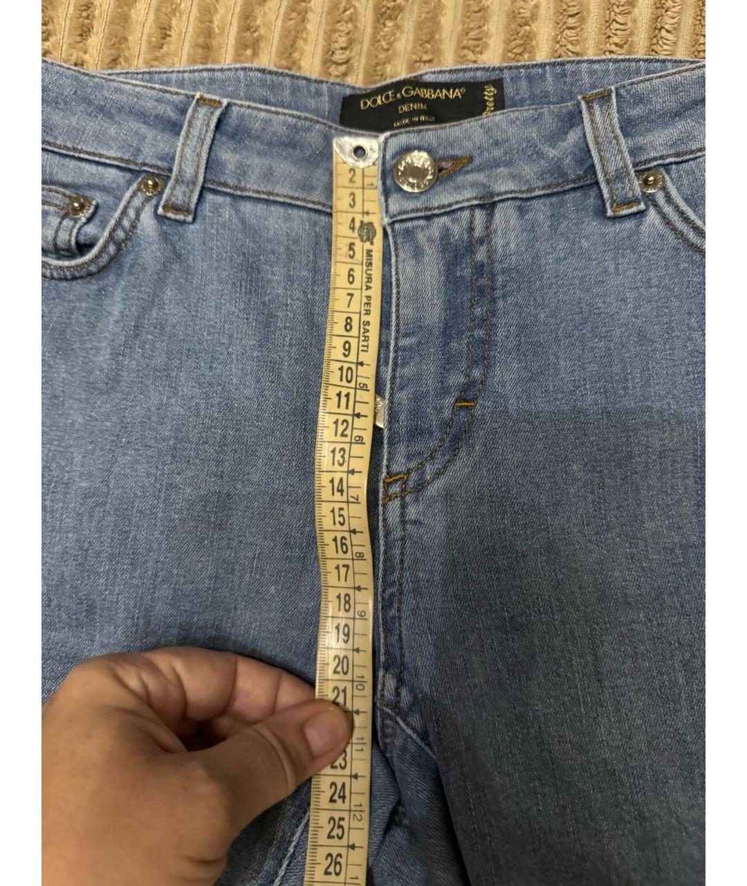 DOLCE&GABBANA Голубые хлопко-эластановые прямые джинсы, фото 8