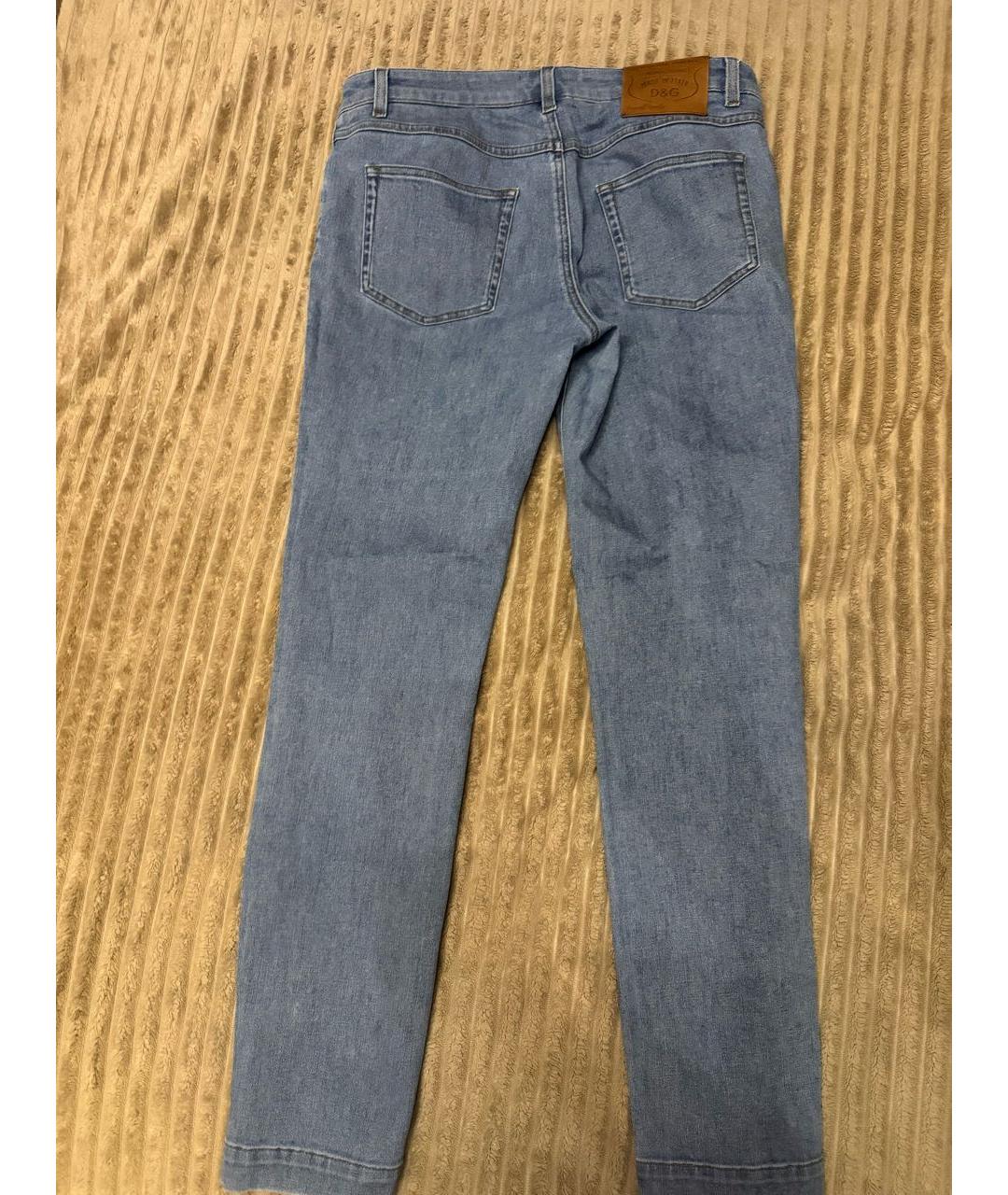 DOLCE&GABBANA Голубые хлопко-эластановые прямые джинсы, фото 2