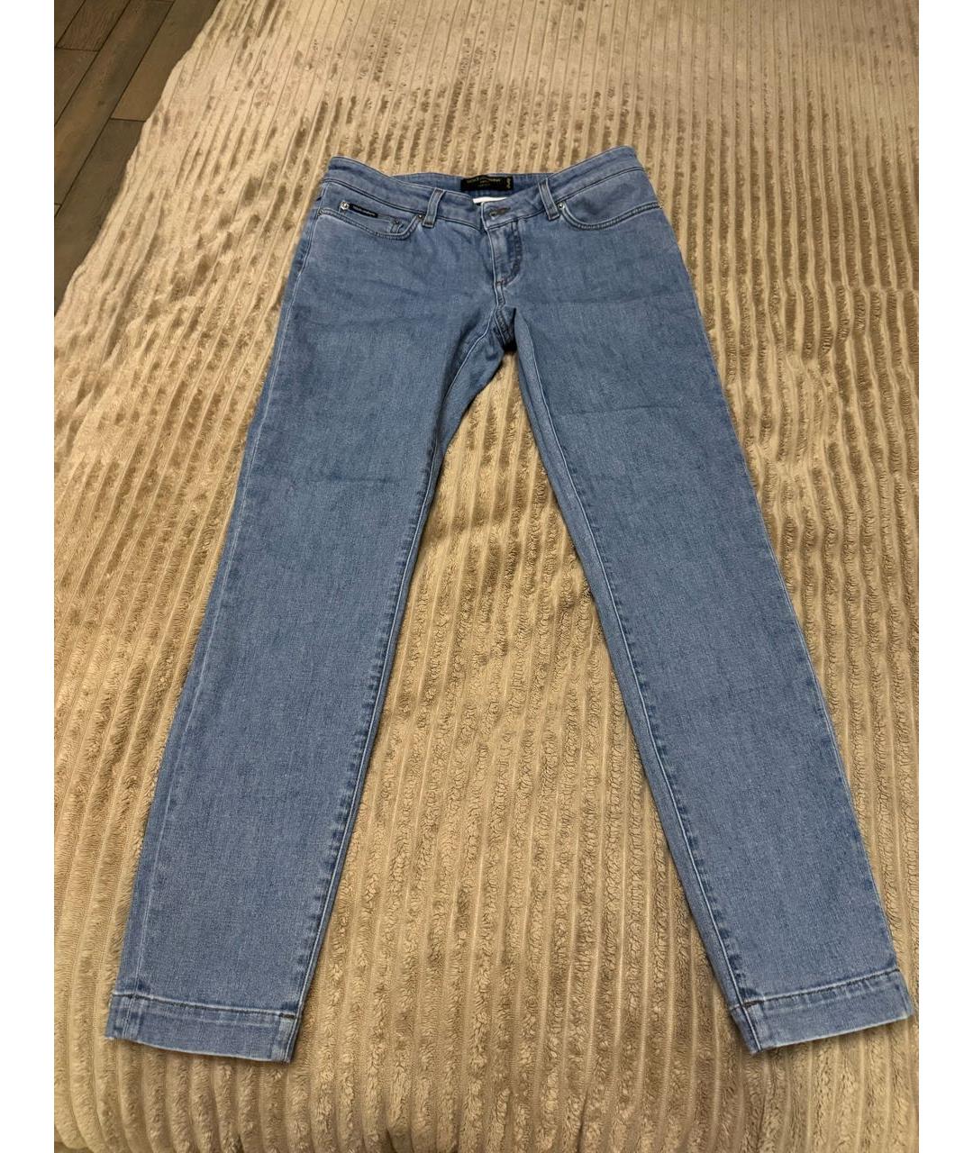DOLCE&GABBANA Голубые хлопко-эластановые прямые джинсы, фото 9
