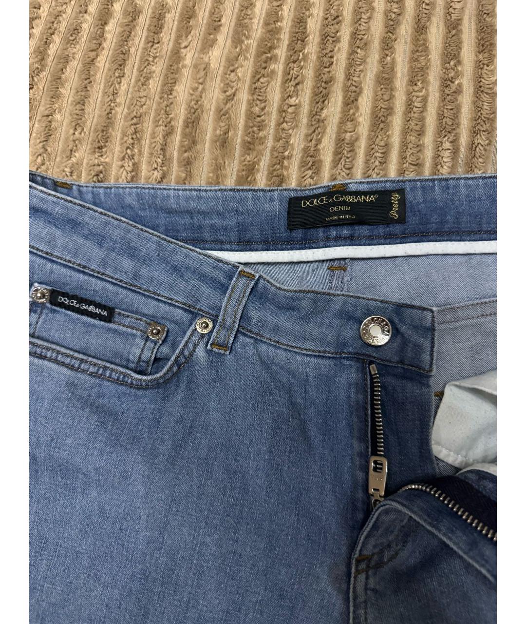 DOLCE&GABBANA Голубые хлопко-эластановые прямые джинсы, фото 3