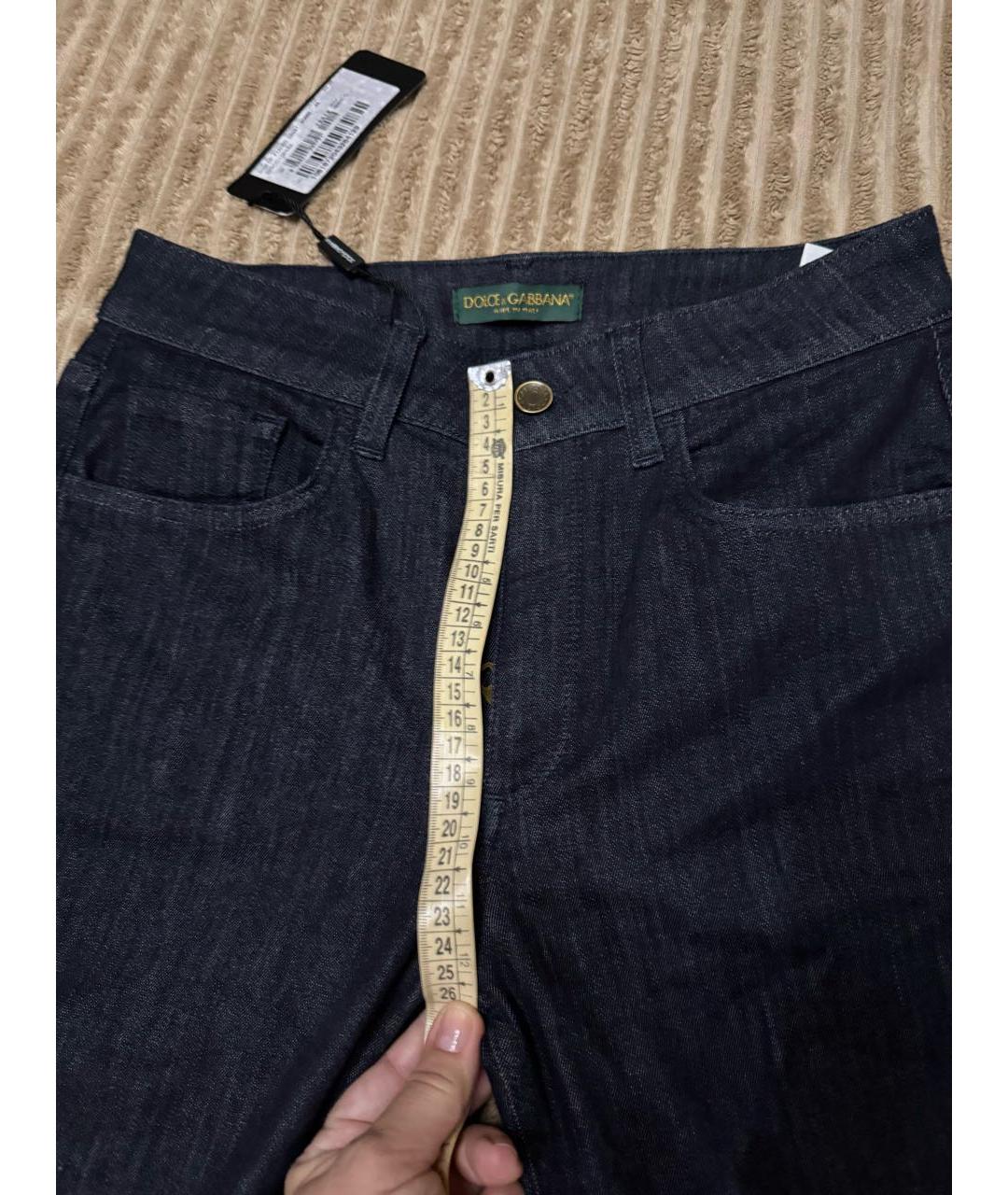 DOLCE&GABBANA Темно-синие хлопко-эластановые прямые джинсы, фото 6