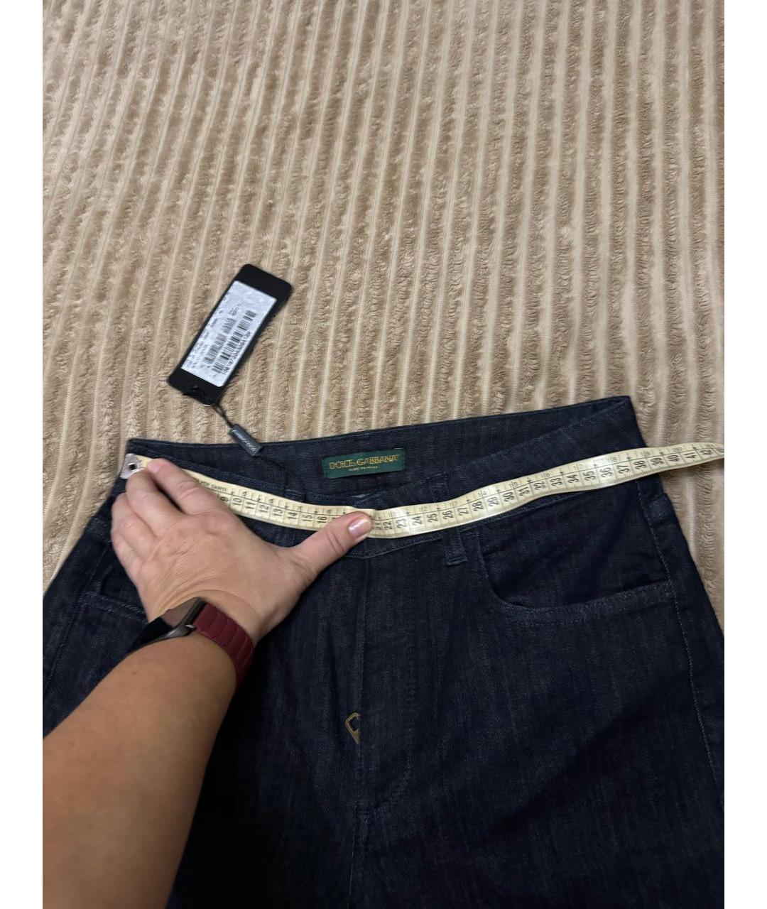 DOLCE&GABBANA Темно-синие хлопко-эластановые прямые джинсы, фото 4