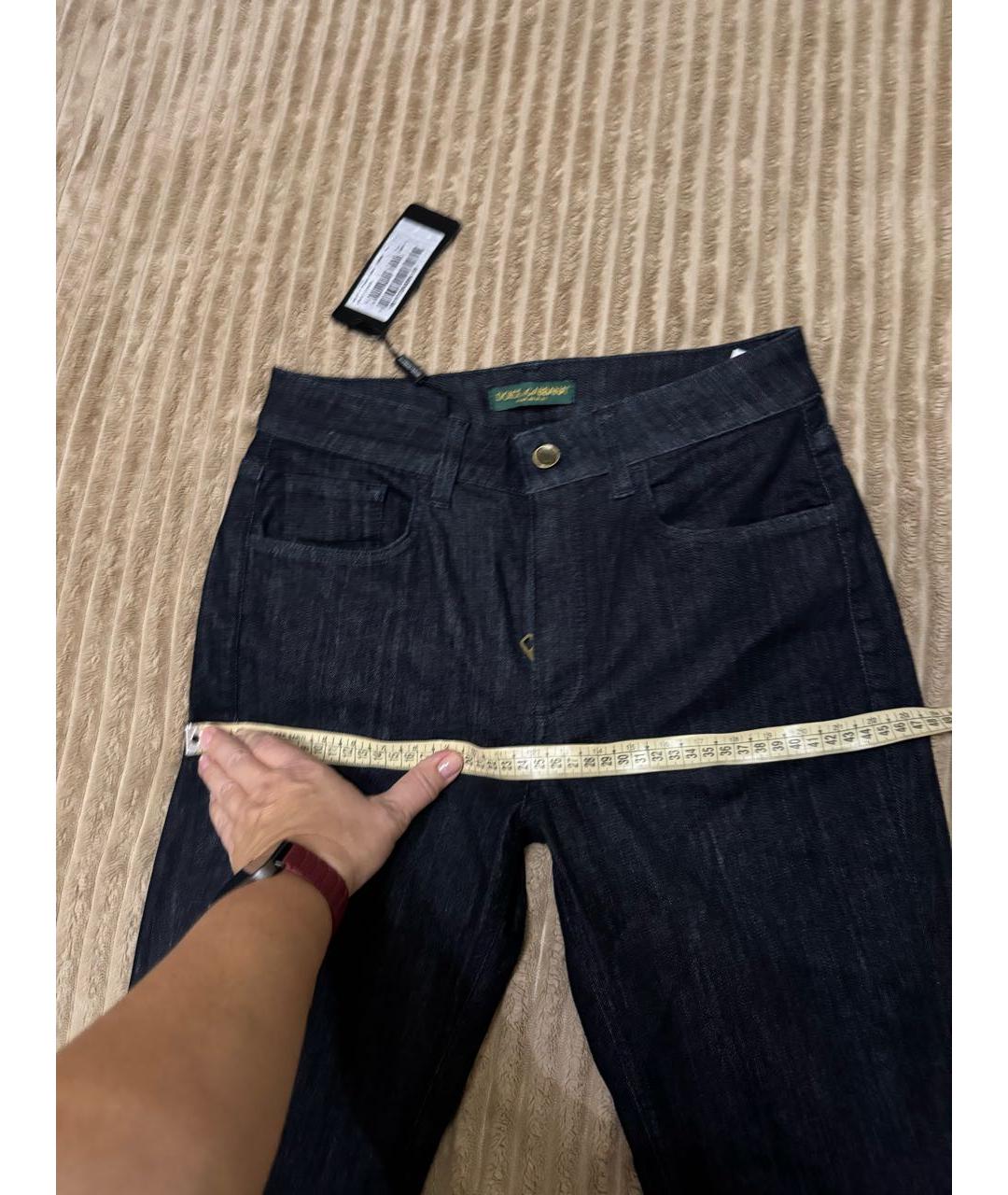 DOLCE&GABBANA Темно-синие хлопко-эластановые прямые джинсы, фото 5