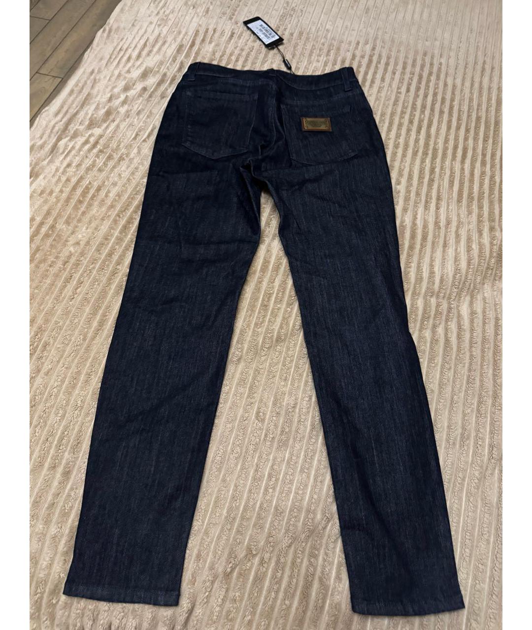DOLCE&GABBANA Темно-синие хлопко-эластановые прямые джинсы, фото 2