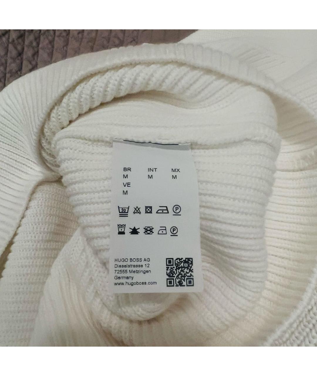 HUGO BOSS Белый хлопковый джемпер / свитер, фото 4