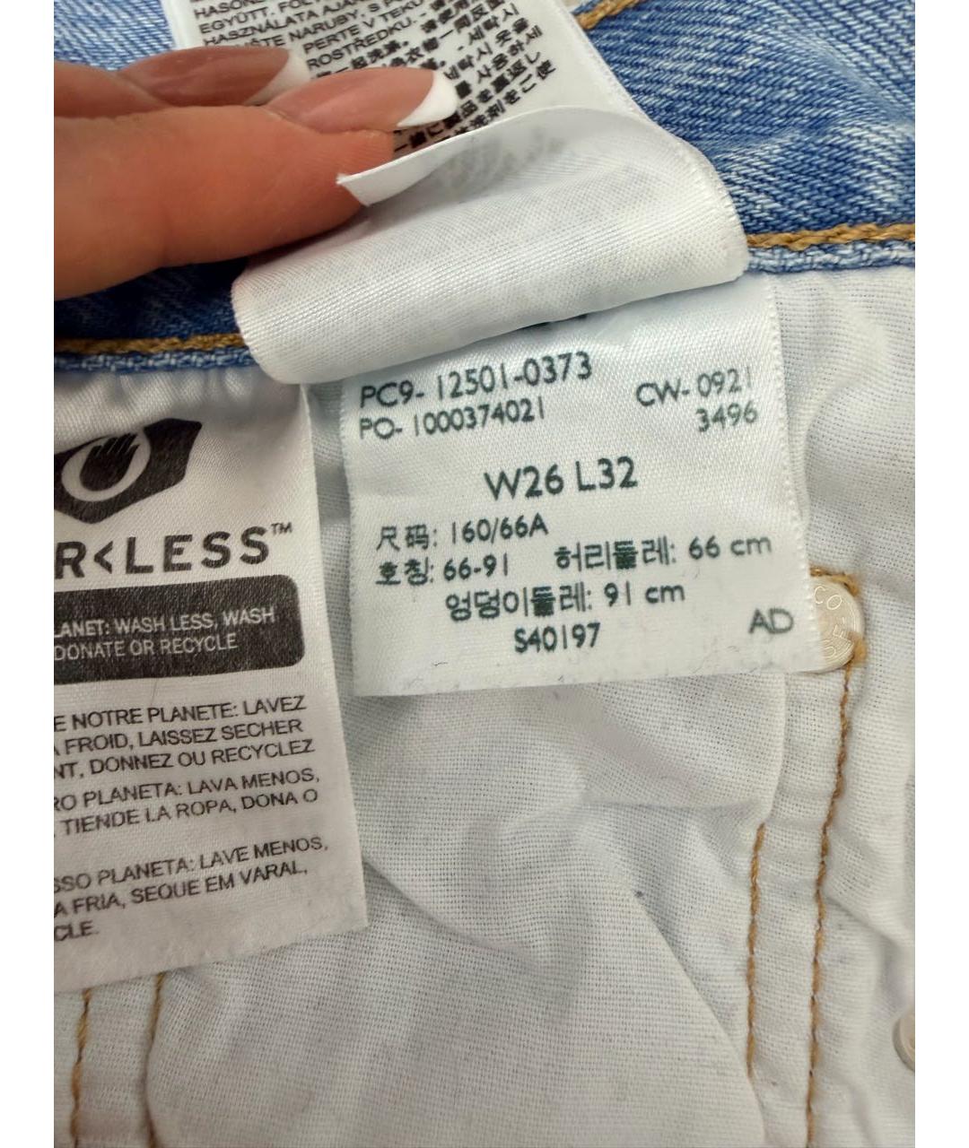 LEVI'S Голубые хлопковые прямые джинсы, фото 5