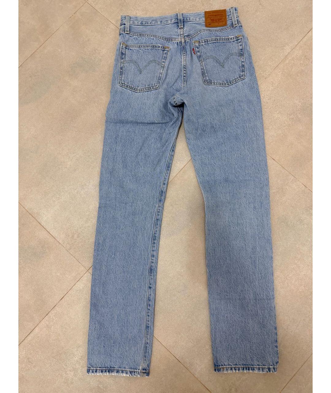 LEVI'S Голубые хлопковые прямые джинсы, фото 2