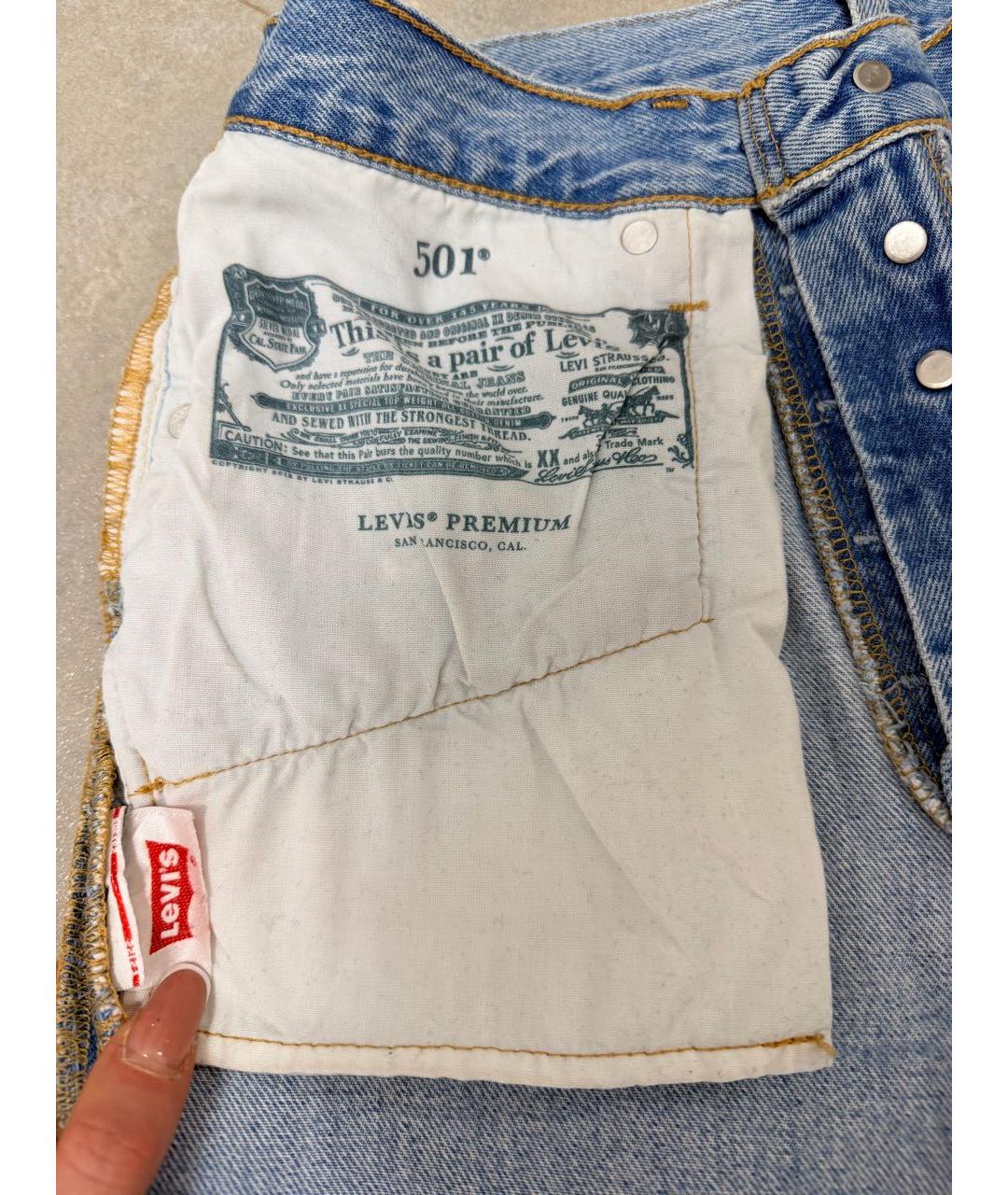 LEVI'S Голубые хлопковые прямые джинсы, фото 4