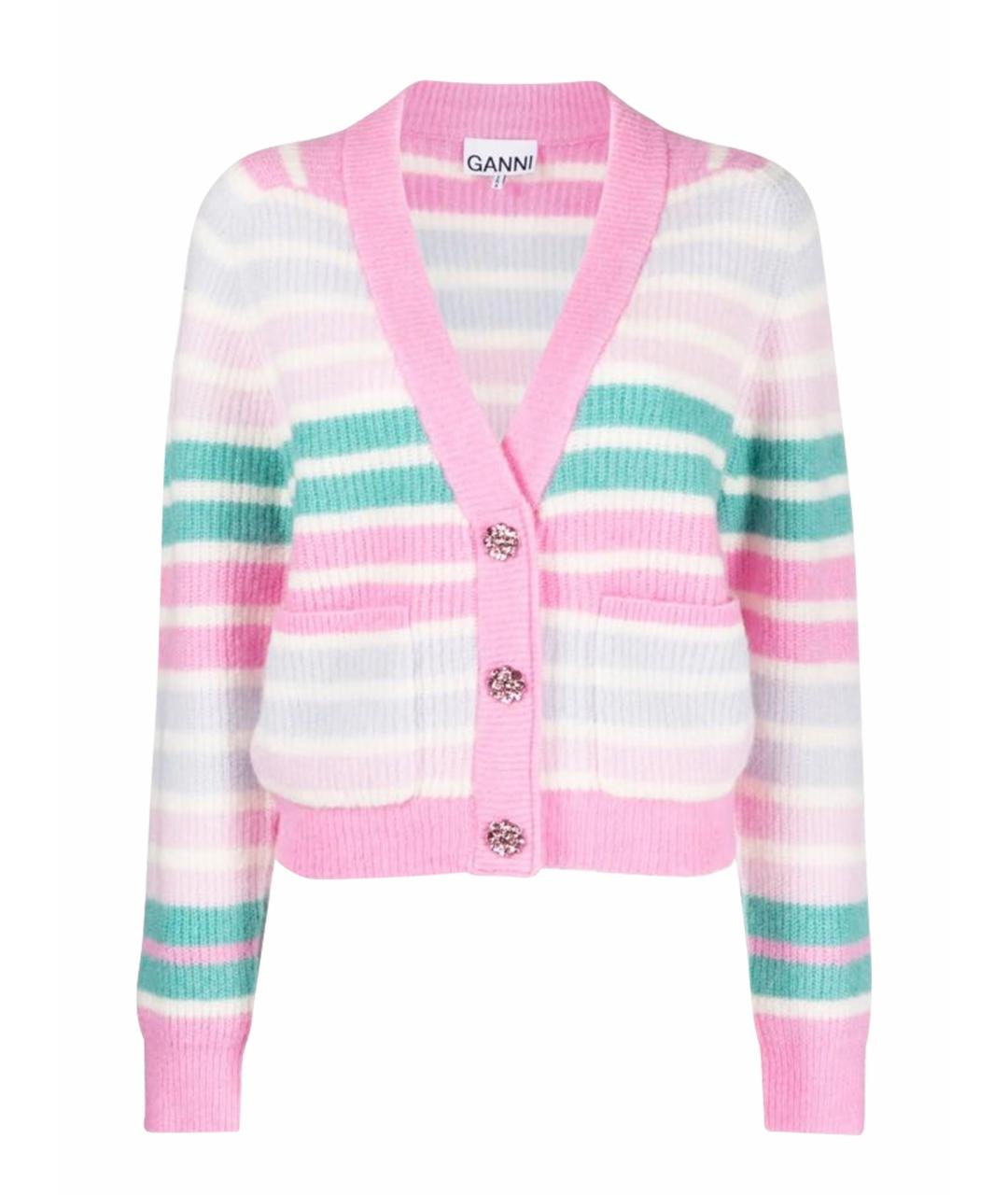 GANNI Розовый шерстяной кардиган, фото 1