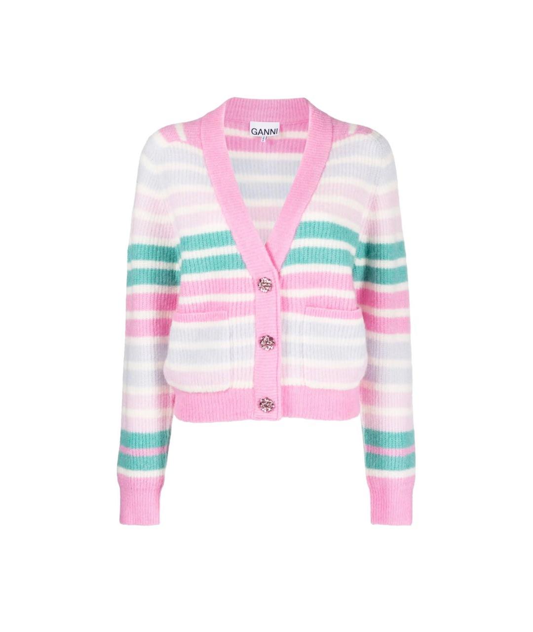 GANNI Розовый шерстяной кардиган, фото 6