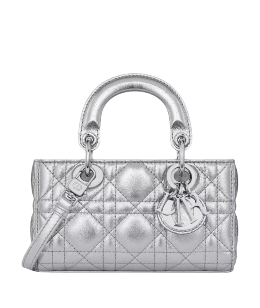 CHRISTIAN DIOR Серебряная кожаная сумка через плечо, фото 1