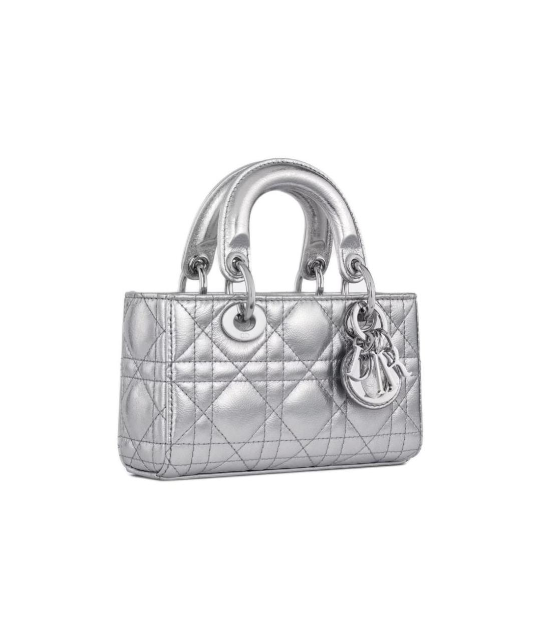 CHRISTIAN DIOR Серебряная кожаная сумка через плечо, фото 4