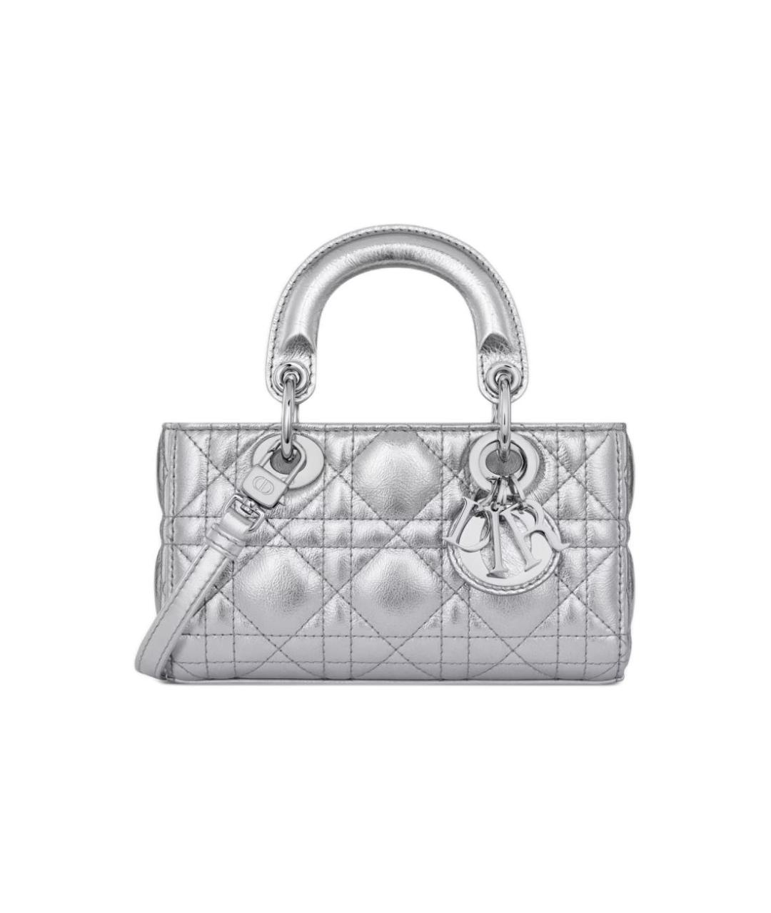 CHRISTIAN DIOR Серебряная кожаная сумка через плечо, фото 8