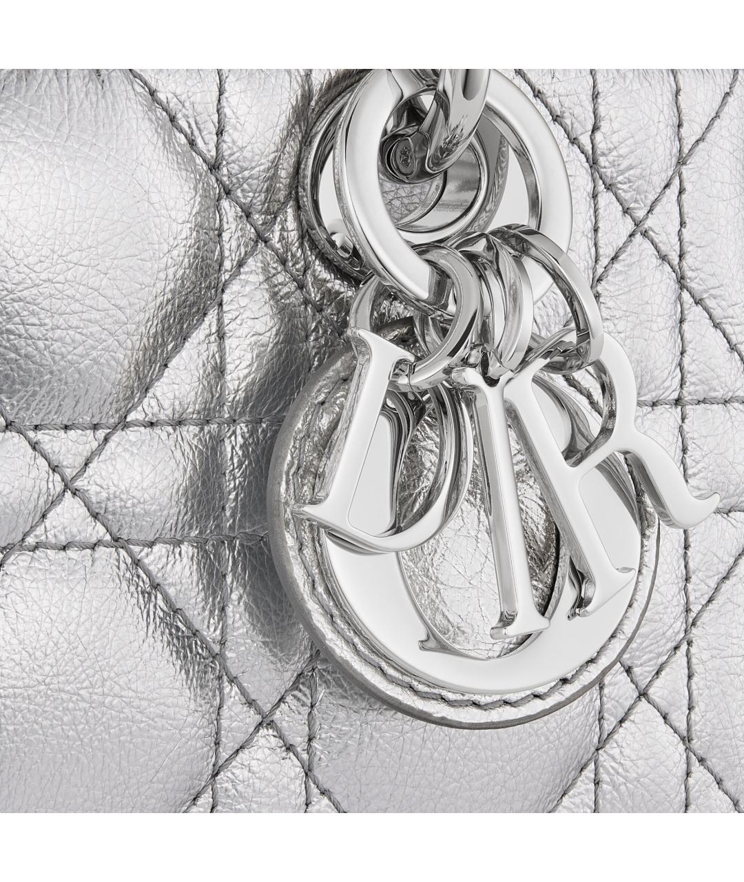 CHRISTIAN DIOR Серебряная кожаная сумка через плечо, фото 7
