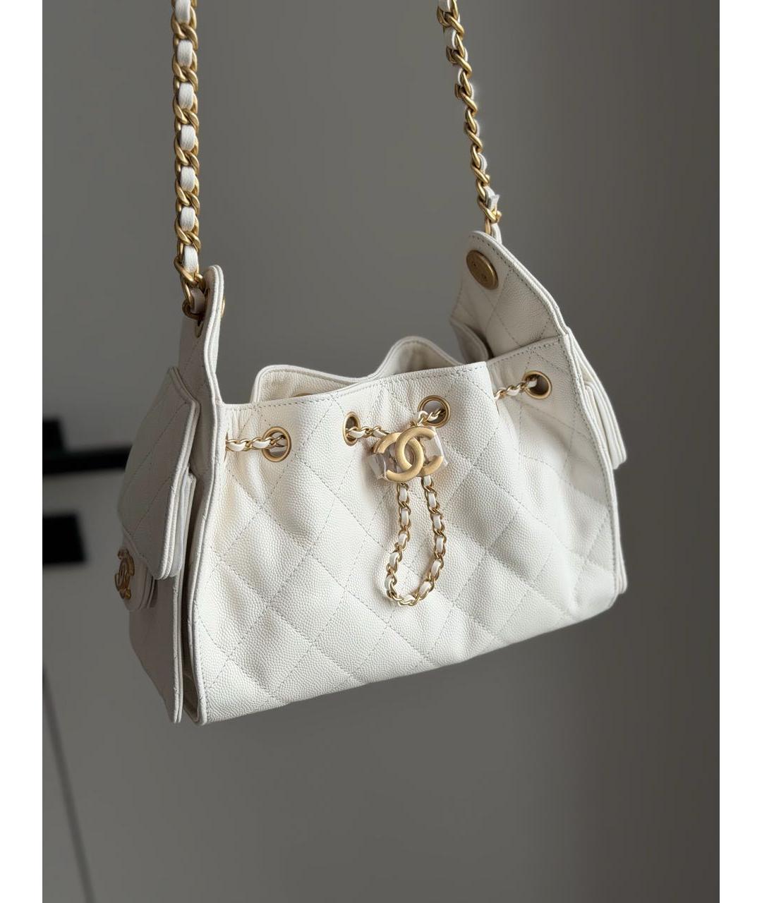 CHANEL Белая кожаная сумка тоут, фото 2