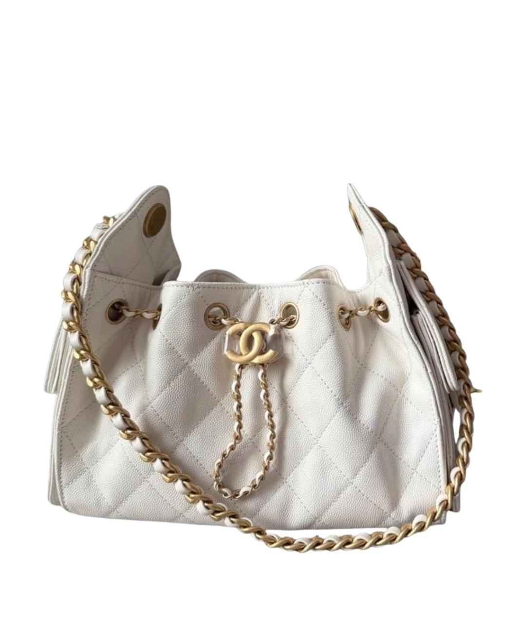 CHANEL Белая кожаная сумка тоут, фото 1